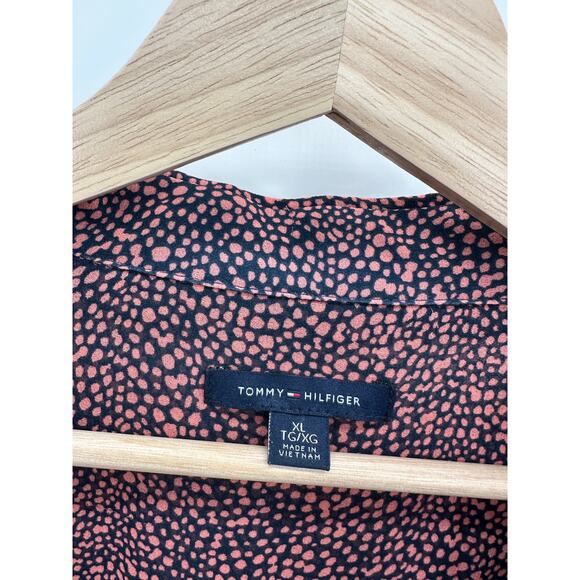 Tommy Hilfiger Pink Blue Speckled Button Down Sheer Blouse Polyester Women XL - Picture 6 of 8